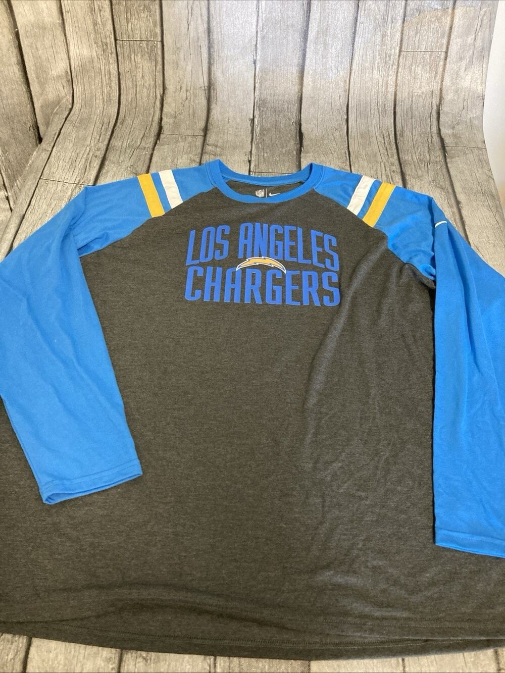 NWOT Men’s Nike Los Angeles Chargers Raglan LS Tshirt 3XL Grey XXXL Tri-Blend